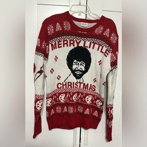 Merry Little Christmas Graphic Crewneck Sweater - Red & White